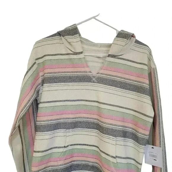 O'Neill Girl's Ivory Striped Cotton/Poly Rita Hooded Lounge Pullover NEW - Picture 3 of 14